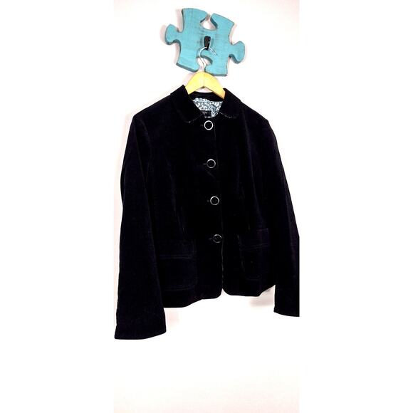 Talbots Dark Black Lined Corduroy Jacket 10 Classic Office Whimsygoth - Picture 3 of 16